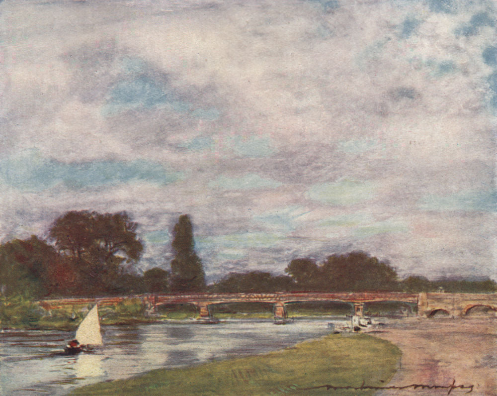 'Walton Bridge' by Mortimer Menpes. London 1906 old antique print picture